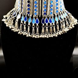 Bareilyy Statement Mirror Choker- Blue-image-89