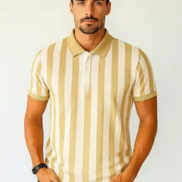 WILD ELEPHANT Striped Short Sleeves Polo Collar T-shirt-picture-10