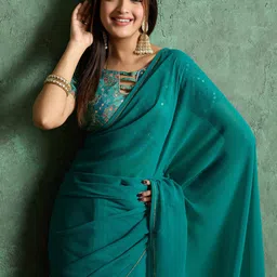all about you Sequinned Poly Georgette Saree-image-4
