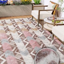 Kaleen India Pink Geometric Anti-Skid Polyester Carpet-image-59