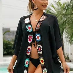 Oh Rare Self Design Swim Cover Up Dress-image-5