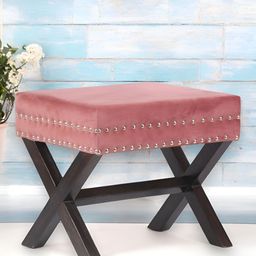 Ikiriya Pink Wooden Square Ottoman-image-44