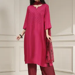 Biba Women Ethnic Motifs Yoke Design Regular Patchwork Kurta with Palazzos & With Dupatta-picture-18
