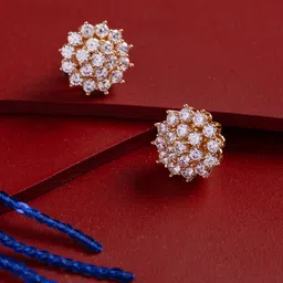 Kushal's Fashion Jewellery Gold-Plated Zircon Studded Circular Studs-3