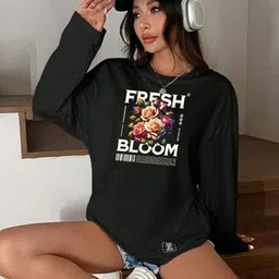 SZN Typography Printed Round Neck Drop Shoulder Sleeves Oversized Casual T-shirt-picture-6