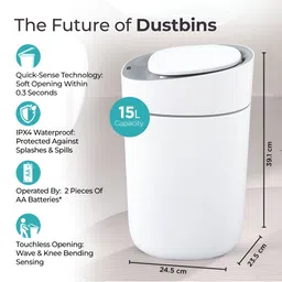 The Better Home White & Grey Automatic Smart Sensor Dustbins With Lid- 15 L image 3