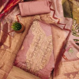 Lilots Organza Unstitched Dress Material-image-48