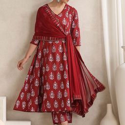 Khushal K Women Floral Printed Regular Pure Cotton Kurta with Palazzos & With Dupatta-picture-57