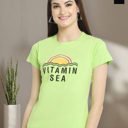 Dreambe Women Pack of 2 Typography Printed Round Neck Cotton T-shirts-image-66
