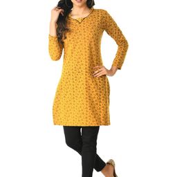 KAYU Women Fleece Warm Printed Full Sleeve Short Kurtis-image-56