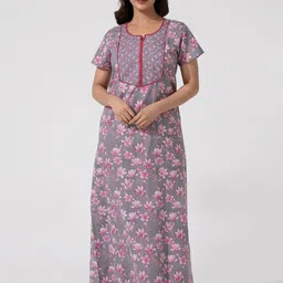 Maybell Floral Print Pure Cotton Maxi Nightdress-image-44