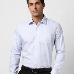 Van Heusen Men Spread Collar Vertical Striped Cotton Formal Shirt-picture-40