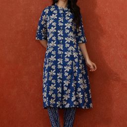 QSH Floral Printed A-Line Kurta & Trousers-image-65