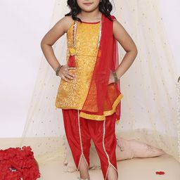 KID1 Girls Floral Printed Regular Kurti with Dhoti Pants & With Dupatta-picture-9