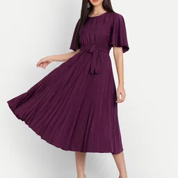 STARWORD Women Round Neck Fit & Flare Dress-image-66