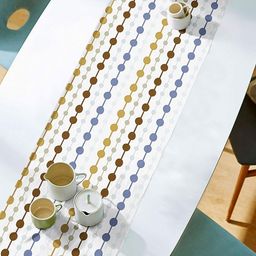 Aura Blue Geometric Printed 6-Seater Table Runner-18