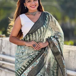 ELITE WEAVES Floral Printed Zari Chanderi Saree-picture-4