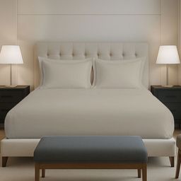 PIZUNA LINENS Taupe 400 TC Pure Cotton Queen Bedsheet - 1.60 m x 1.98 m-picture-16