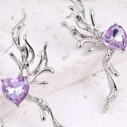 Estailo fashion Artificial Stones Studded Heart Shaped Drop Earrings-image-80