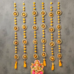 RR Crafts 6 Pieces Yellow & Gold toned Toran Door Hanging Garlands-image-36