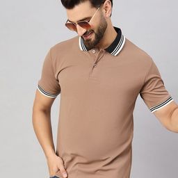 HUSHBUCKS Men Moisture Wicking Solid Polo Collar T-shirt-image-96