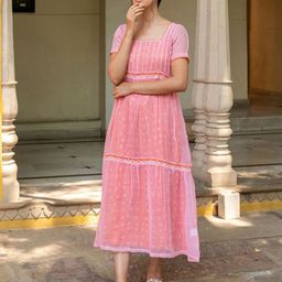 The Yellow Bow Floral Printed Cotton Empire Midi Dress-image-80