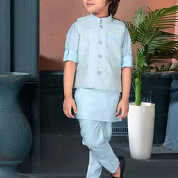 Lagorii Boys Sequins Embroidery Kurta Set With Waistcoat-picture-38