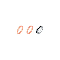 Dynamic Retail Global Set of 3 Ring for Men, Orange-Silver Alloy Ring ()-picture-16