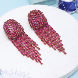 KPOP Gold Plated Rhinestone Contemporary Drop Earrings-image-61