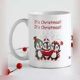 Indigifts White & Red Printed Ceramic Glossy Mugs Set of Cups and Mugs-24