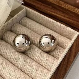 V FASHION JEWELLERY Stainless Steel Silver-Plated Spherical Shaped Studs-image-94