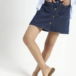 Sera Denim A-Line Mini Skirt-image-77