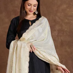 Dupatta Bazaar Embroidered Dupatta with Sequinned image 2