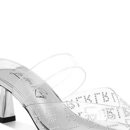 London Rag Embellished Block Mules with Laser Cuts image 5