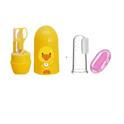 Joy Buzz Kids Set Of 2 Baby 4 In 1Nail Kit With Finger Brush - Yellow-5