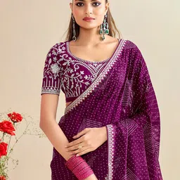 Anouk Sequinned Pure Georgette Bandhani Saree-image-90