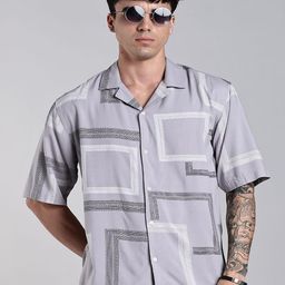 PAUL STREET Glid Geometric Printed Cuban Collar Comfort Boxy Casual Shirt-image-68