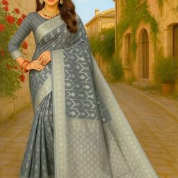 Moda Rapido Women Woven Design Pure Cotton Saree-picture-22