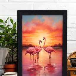 Aura Orange Coloured Birds Wooden Wall Art-17