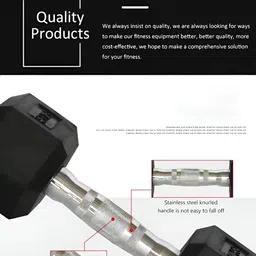 HackerX 2-Pcs Fixed Weight Hexagonal Rubber Dumbbell 5 kg image 2