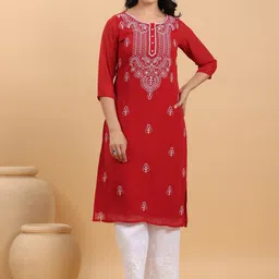 KALINI Women Ethnic Motifs Embroidered Thread Work Kurta-image-5