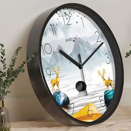 RANDOM Black & White Printed Contemporary Analogue Round Wall Clock-16