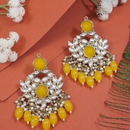 I Jewels Gold-Plated Contemporary Kundan Stud Chandbalis Earrings-40