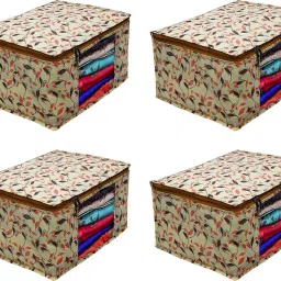 ANNORA INTERNATIONAL Pack Of 4 Non Woven Storage organizer/ Saree Cover/Cloth Cover Cotton Laundry Bag-picture-27