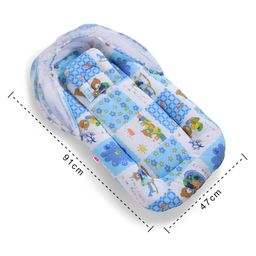 Babyhug Cotton Blend Mosquito Net With Mattress And Pillow Blue - Multi Print image 3