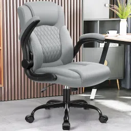 Leather Office Chair, PU Home Computer Desk Chairs with Ergonomic Back Support Leatherette Office Adjustable Arm Chair-picture-25