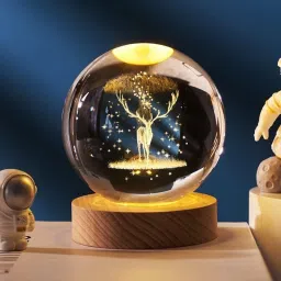 3D Deer Forest Crystal Ball Night Light Ball Projection Lamp Planet Model Table Lamp-12