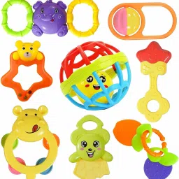 World Colourful Plastic Non Toxic pack of 8 Attractive Rattle Rattle-21
