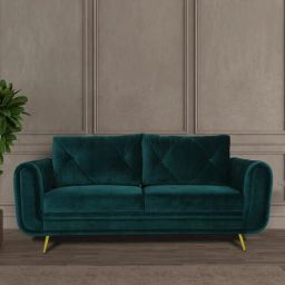 casacraft from pepperfry Atlantis Velvet 3 Seater Sofa in Teal Blue Colour-picture-39