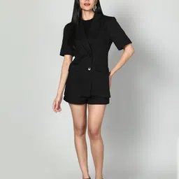 fashion gaiia Women Blazer and Skirt Set Solid Suit-picture-2
